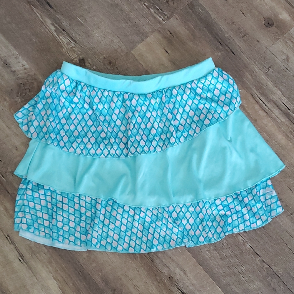 5/$15 Aqua Patterned Girl's Skort Size L *Runs Big*